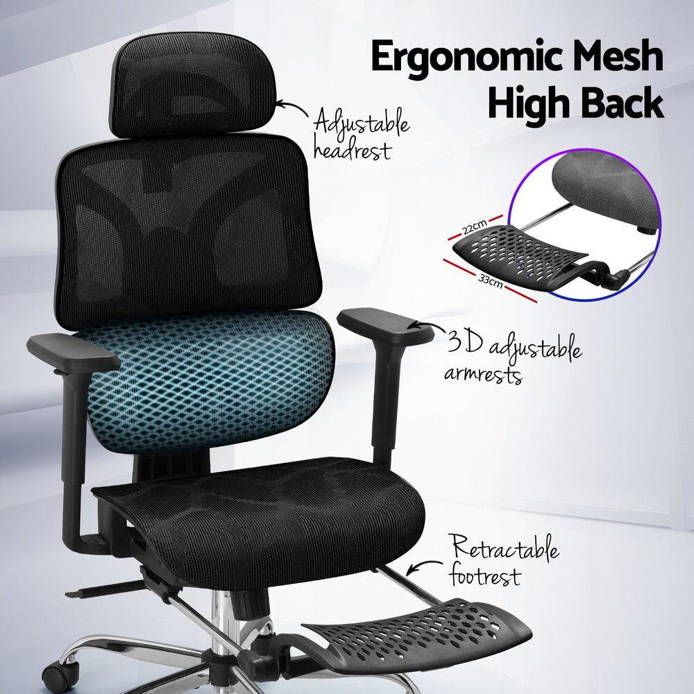 Artiss Ergonomic Office Chair Footrest Black Fast shipping On sale