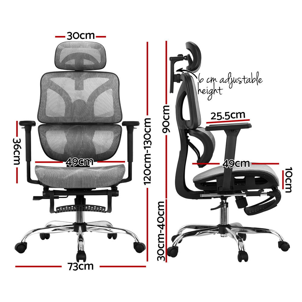 Artiss Ergonomic Office Chair Footrest Grey Fast shipping On sale