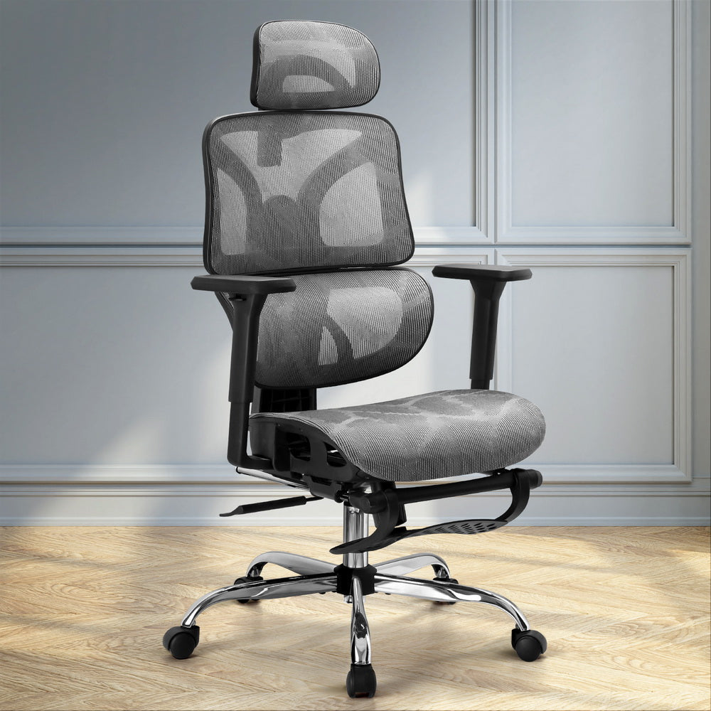 Artiss Ergonomic Office Chair Footrest Grey Fast shipping On sale