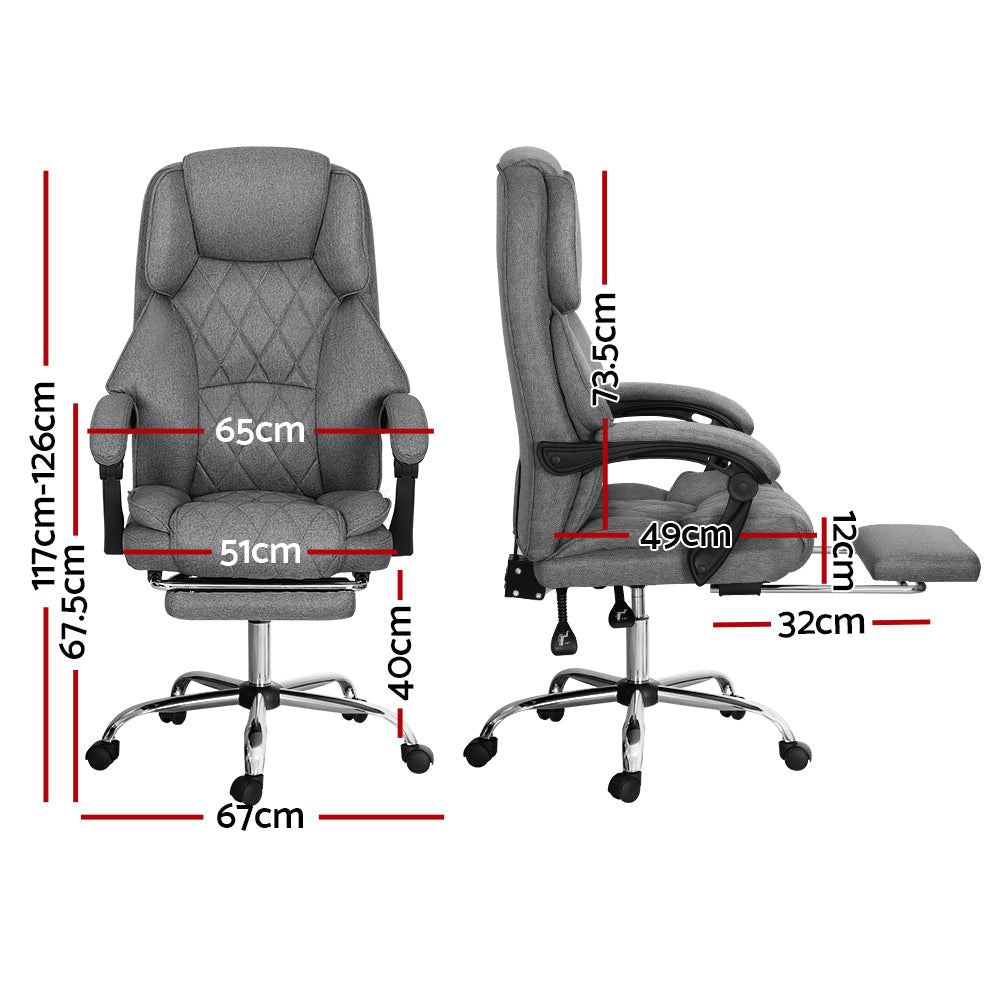 Artiss Executive Office Chair Fabric Footrest Grey Fast shipping On sale