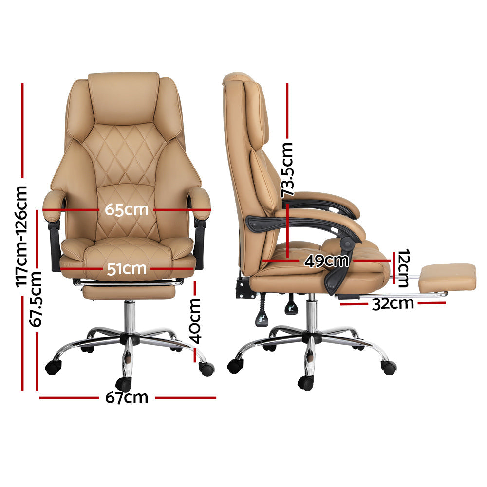 Artiss Executive Office Chair Leather Footrest Espresso Fast shipping On sale