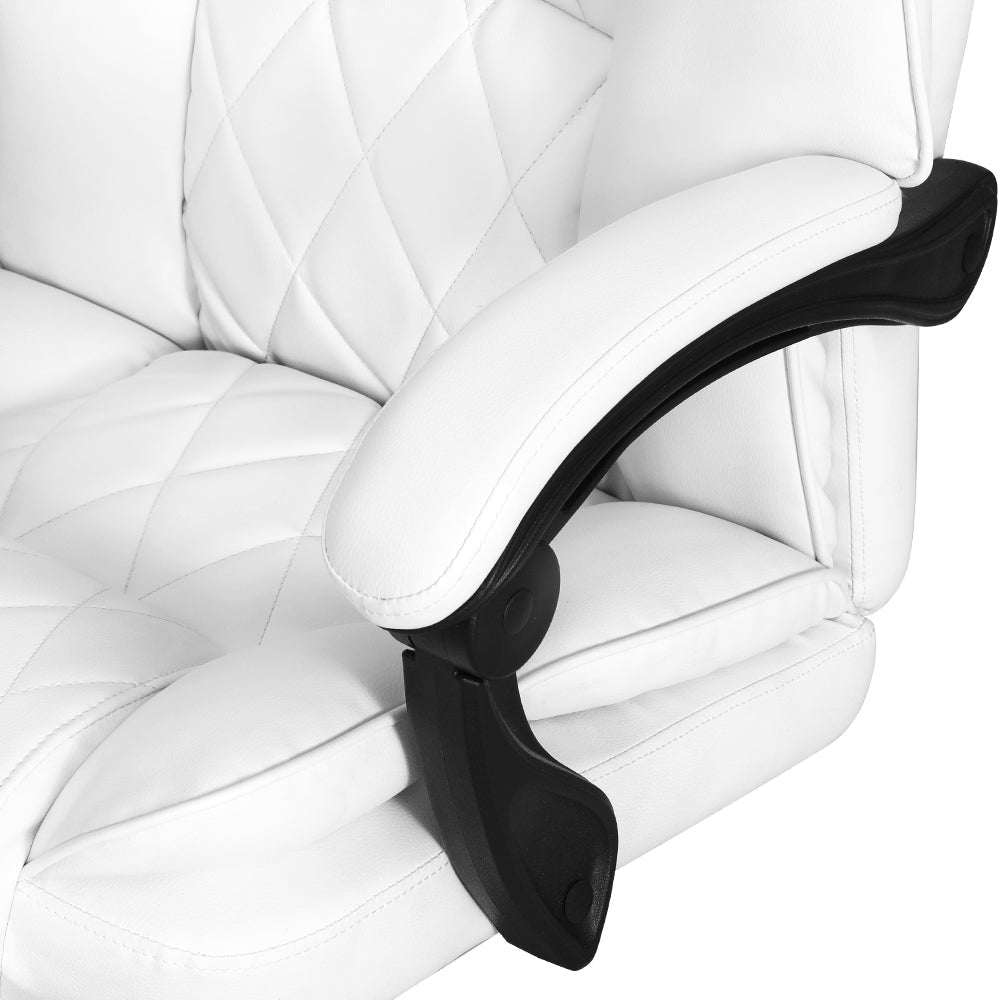 Artiss Executive Office Chair Leather Footrest White Fast shipping On sale