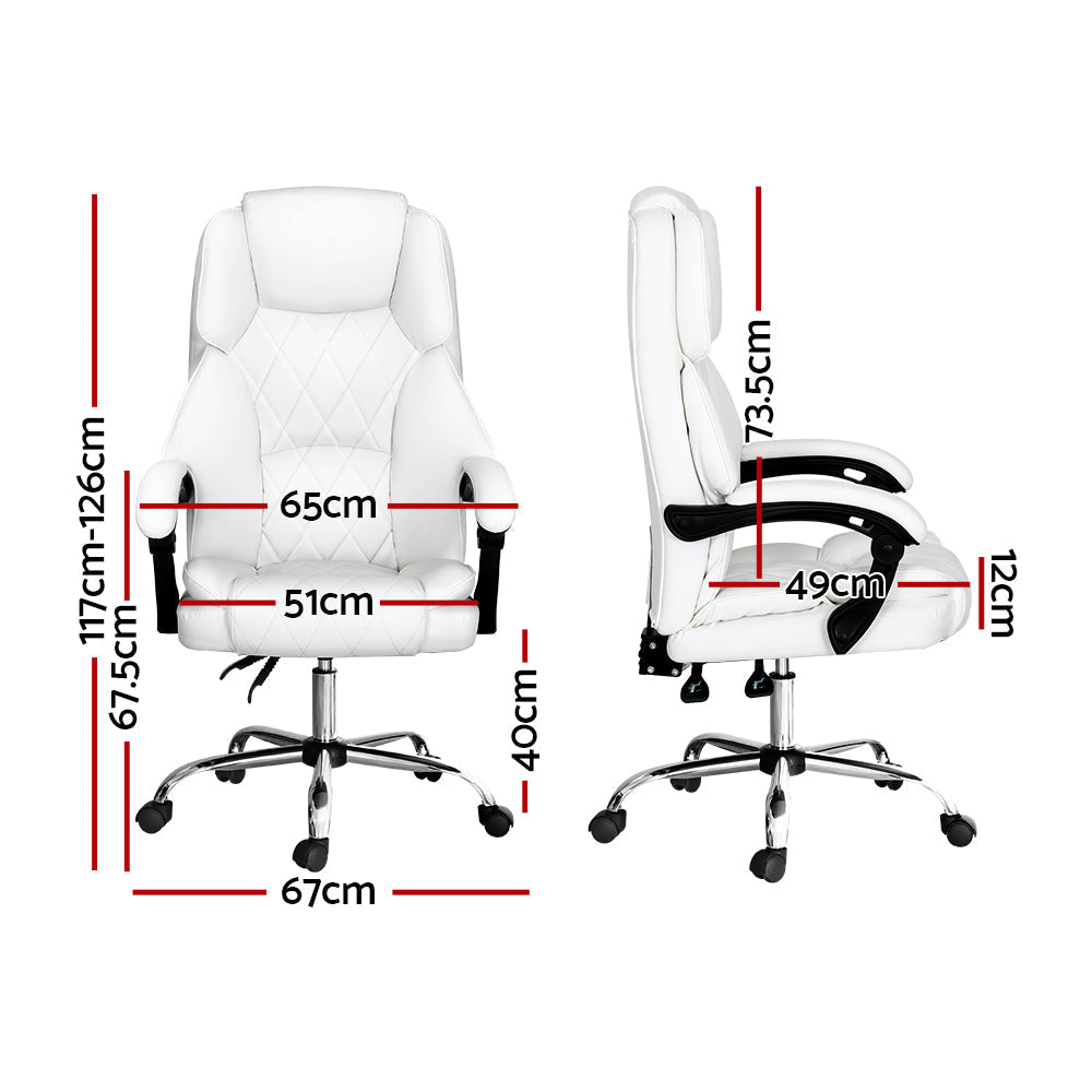 Artiss Executive Office Chair Leather Recliner White Fast shipping On sale