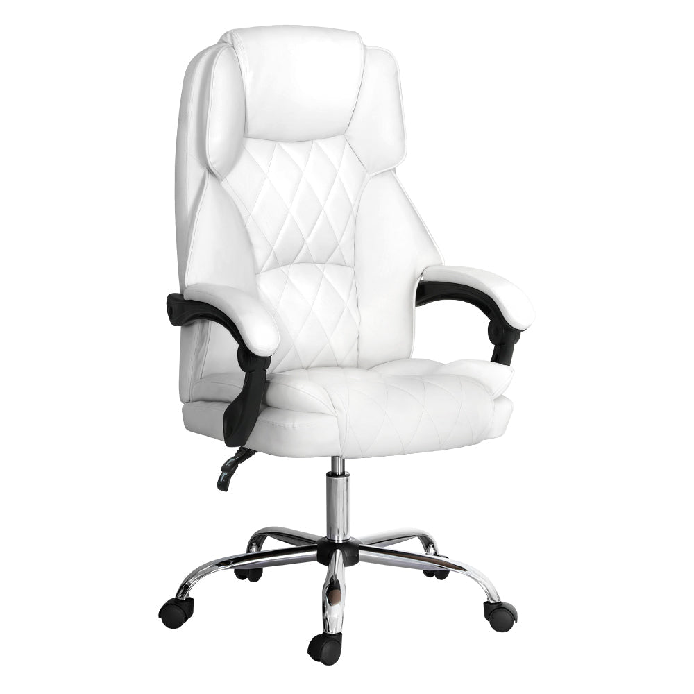 Artiss Executive Office Chair Leather Recliner White Fast shipping On sale