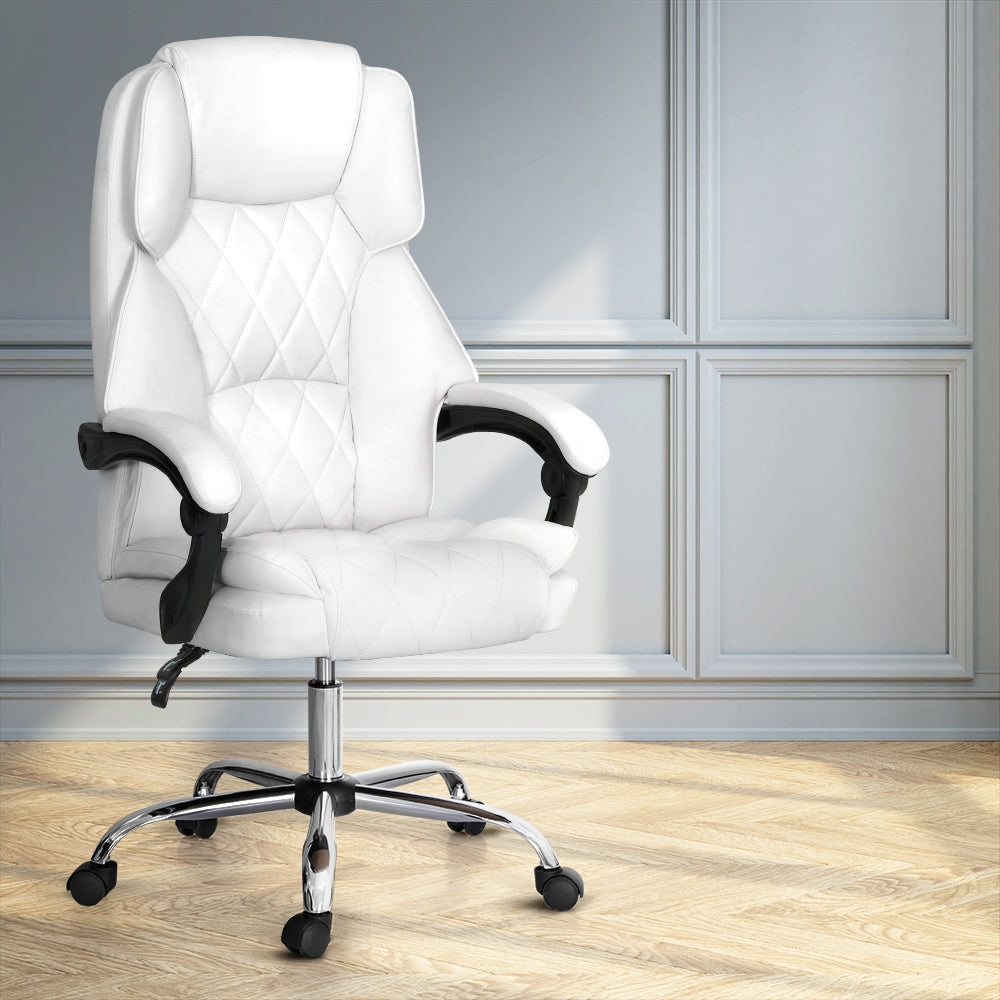 Artiss Executive Office Chair Leather Recliner White Fast shipping On sale