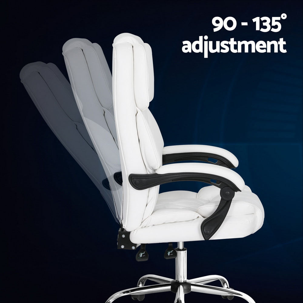 Artiss Executive Office Chair Leather Recliner White Fast shipping On sale