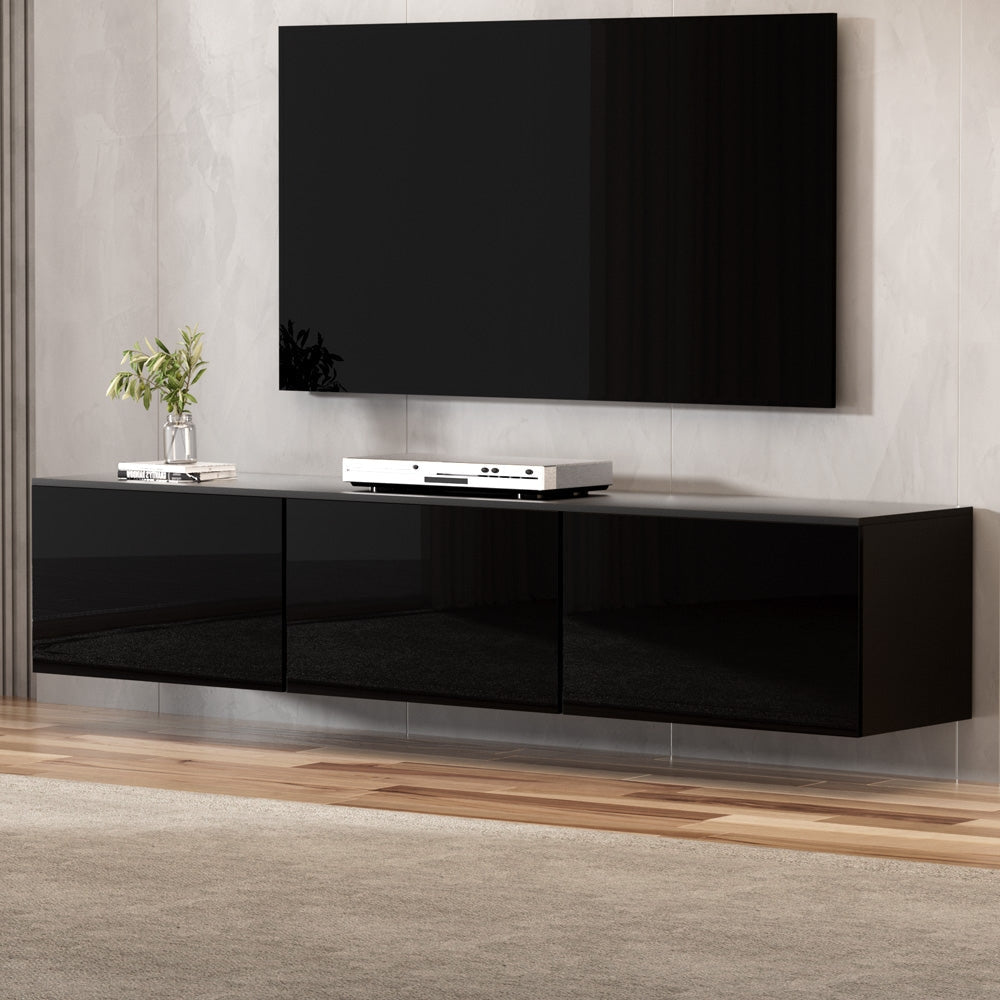 Artiss Floating Entertainment Unit TV Cabinet High Glossy Black 3 Cabinets 200CM Fast shipping On sale