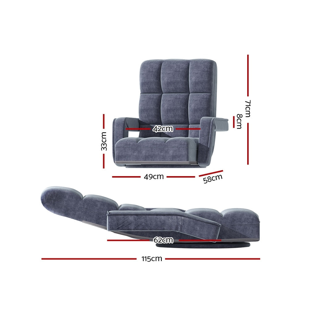 Artiss Floor Sofa Bed Lounge Chair Recliner Chaise Swivel Charcoal Fast shipping On sale
