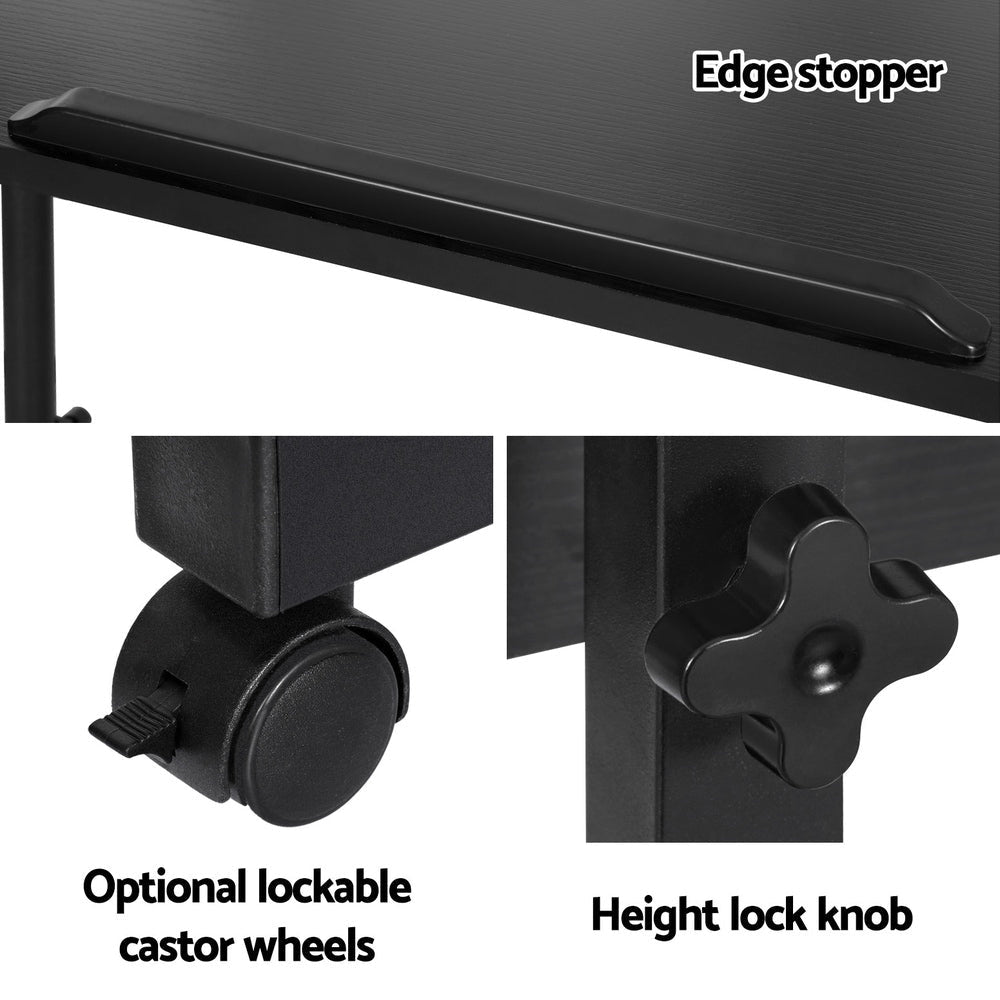 Artiss Laptop Desk Table Height Adjustable Wooden Bed Side Tables 80CM Black Office Fast shipping On sale