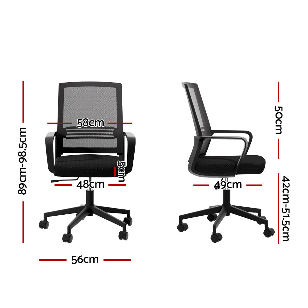 Artiss Mesh Office Chair Computer Gaming Desk Chairs Work Study Mid Back Black Fast shipping On sale