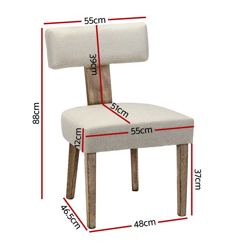 Artiss Milford Dining Chairs Beige Fabric Set of 2 Chair Fast shipping On sale