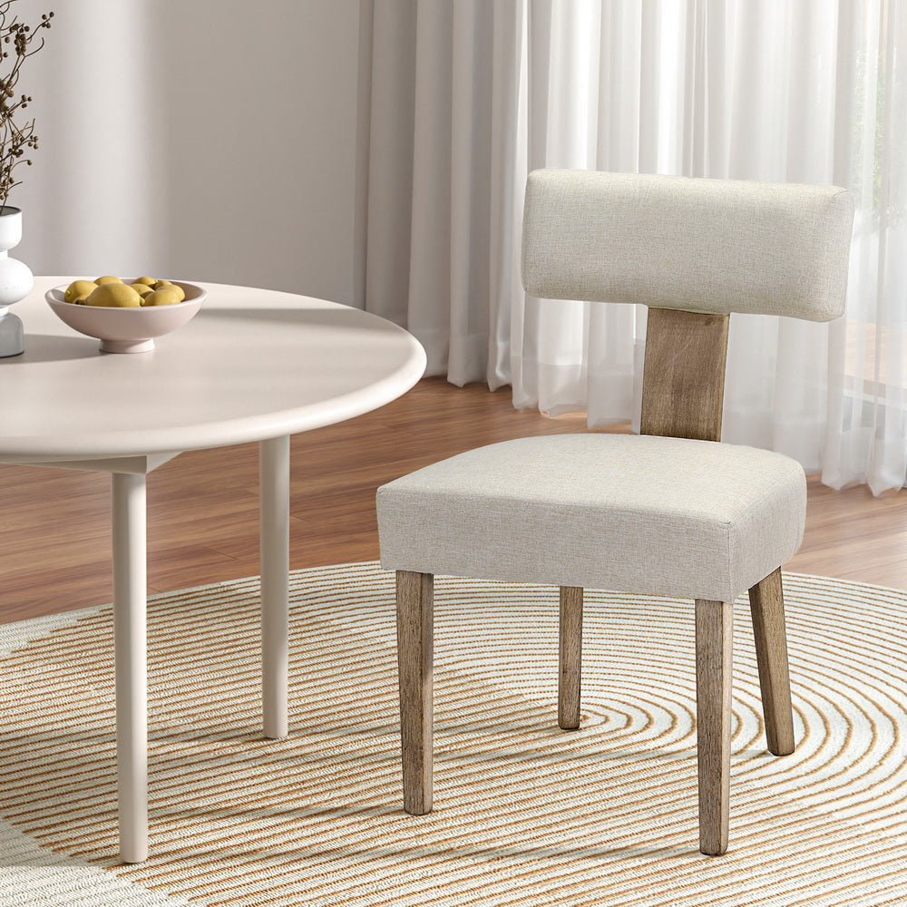 Artiss Milford Dining Chairs Beige Fabric Set of 2 Chair Fast shipping On sale