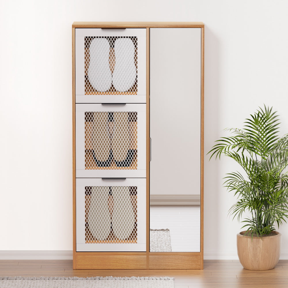 Artiss Mirror Shoe Cabinet White Mesh Fast shipping On sale