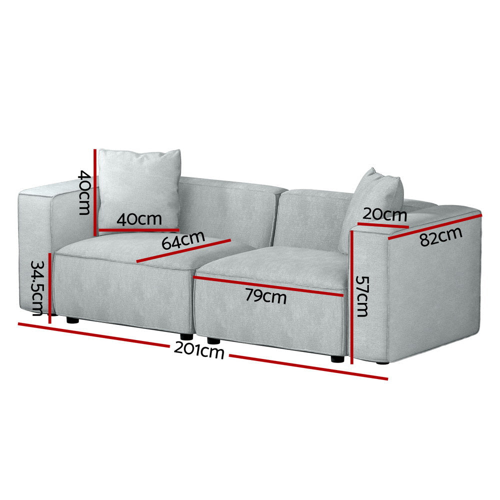 Artiss Modular Sofa Chaise Set 2-Seater Grey Fast shipping On sale