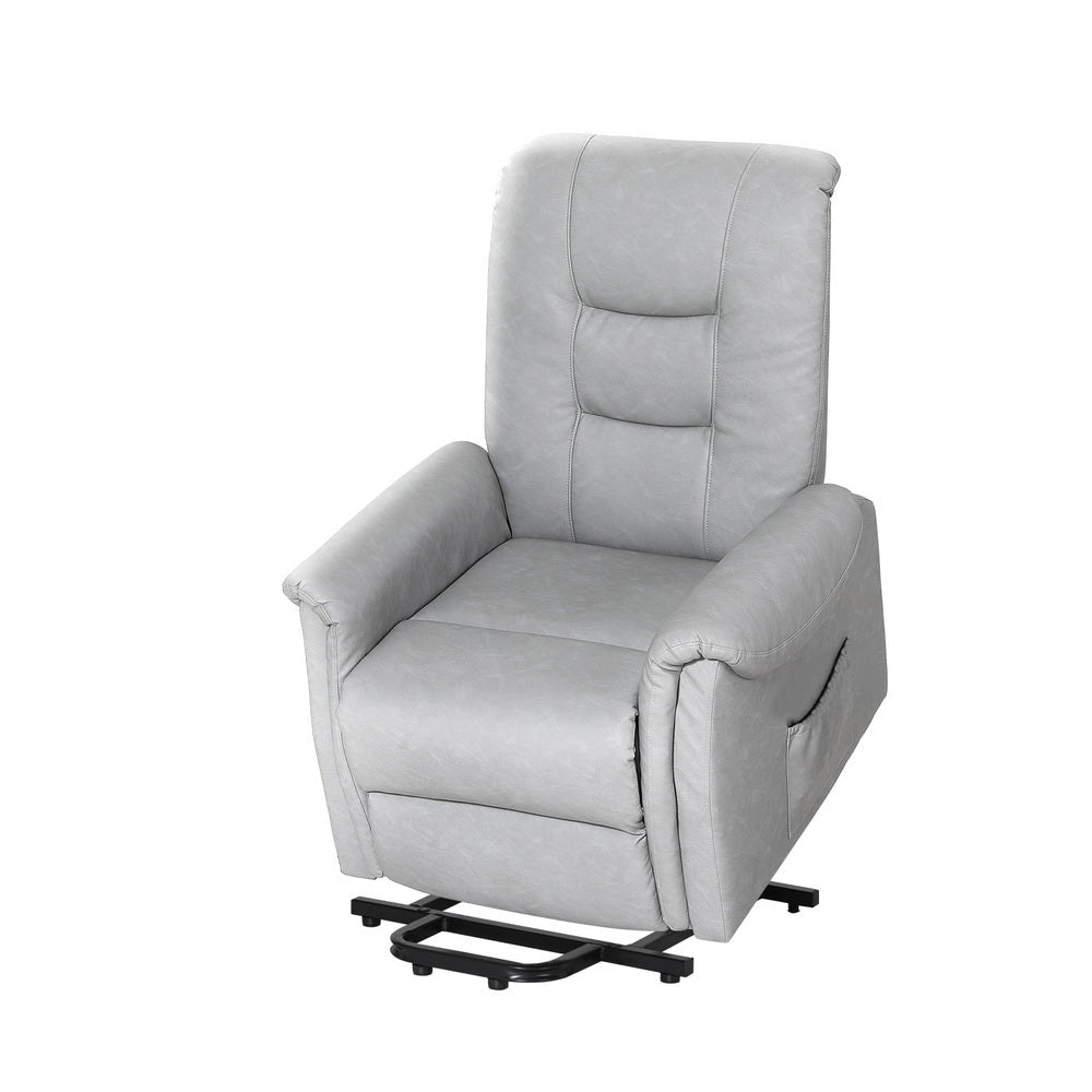 Artiss Recliner Chair Lift Assist Grey Leather Lounge Fast shipping On sale