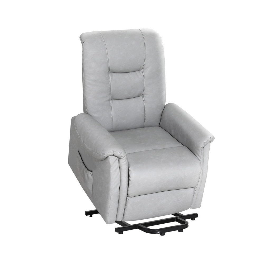 Artiss Recliner Chair Lift Assist Grey Leather Lounge Fast shipping On sale