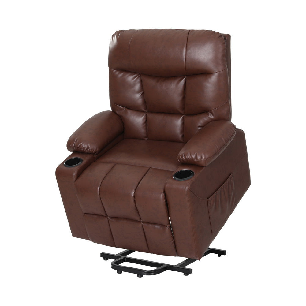 Artiss Recliner Chair Lift Assist Heated Massage Leather Claude Accent Fast shipping On sale