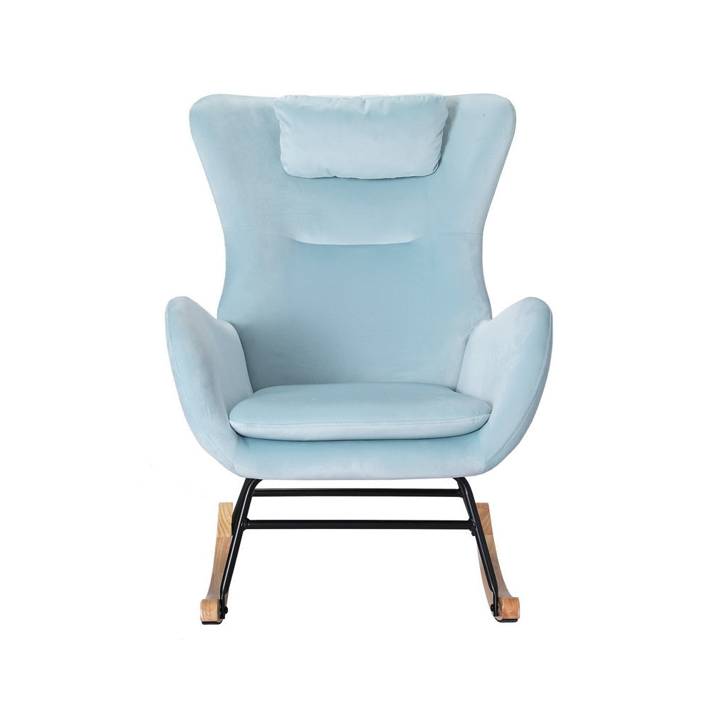 Artiss Rocking Chair Velvet Armchair Feeding Blue Accent Fast shipping On sale