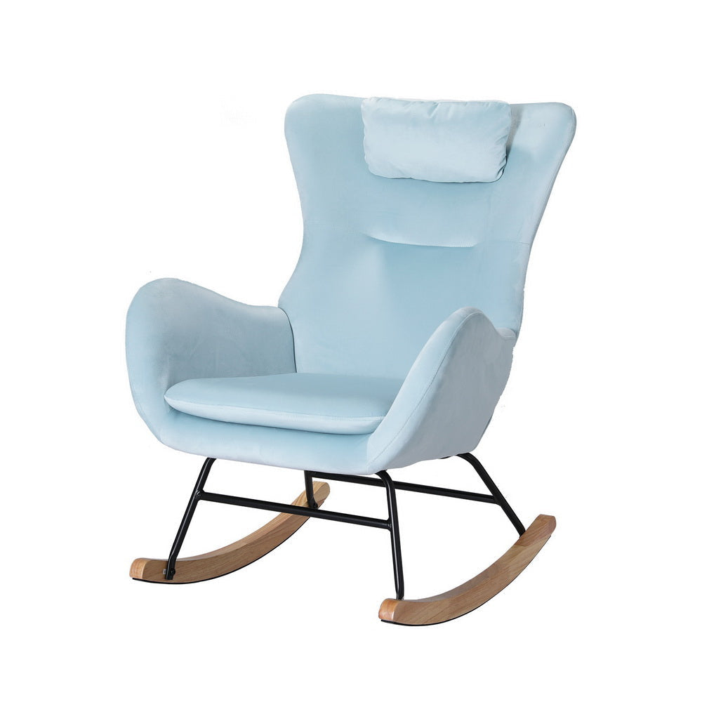 Artiss Rocking Chair Velvet Armchair Feeding Blue Accent Fast shipping On sale