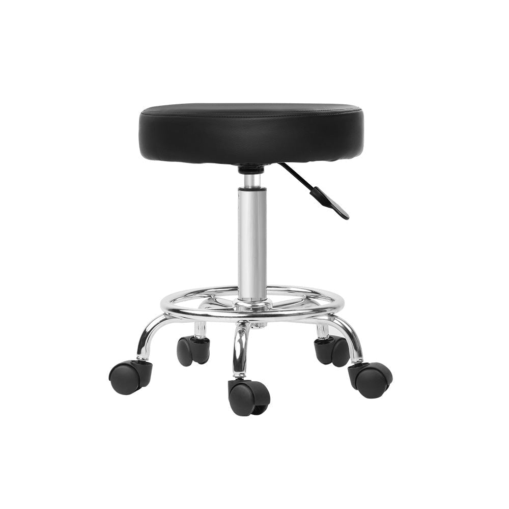Artiss Round Salon Stool Black PU Swivel Barber Hair Dress Chair Hydraulic Lift Low Fast shipping On sale