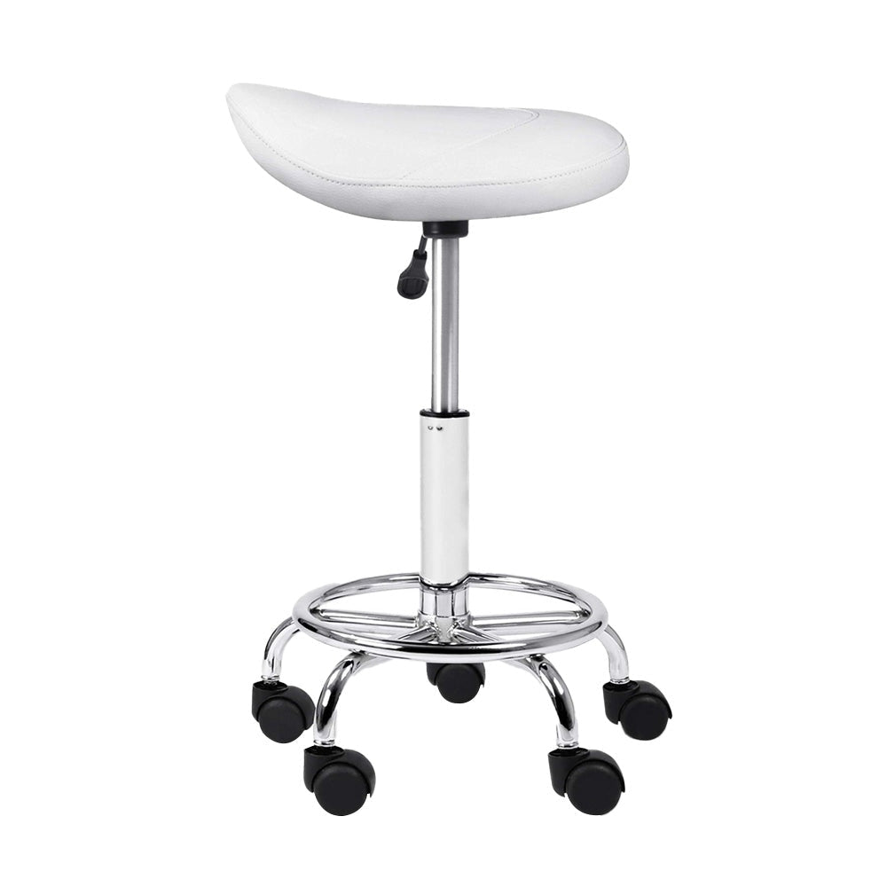 Artiss Saddle Salon Stool White PU Swivel Barber Hair Dress Chair Hydraulic Lift Low Fast shipping On sale