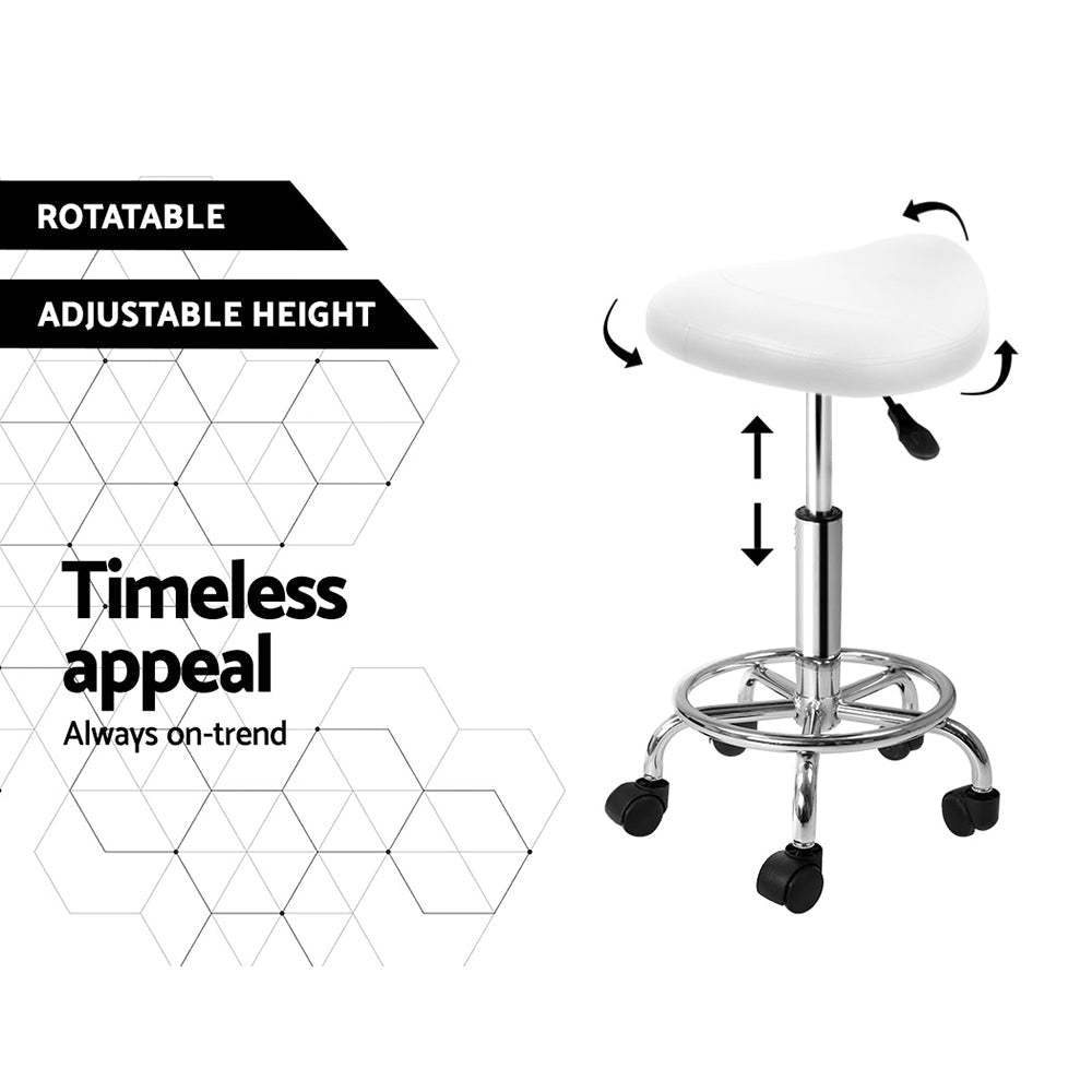 Artiss Saddle Salon Stool White PU Swivel Barber Hair Dress Chair Hydraulic Lift Low Fast shipping On sale