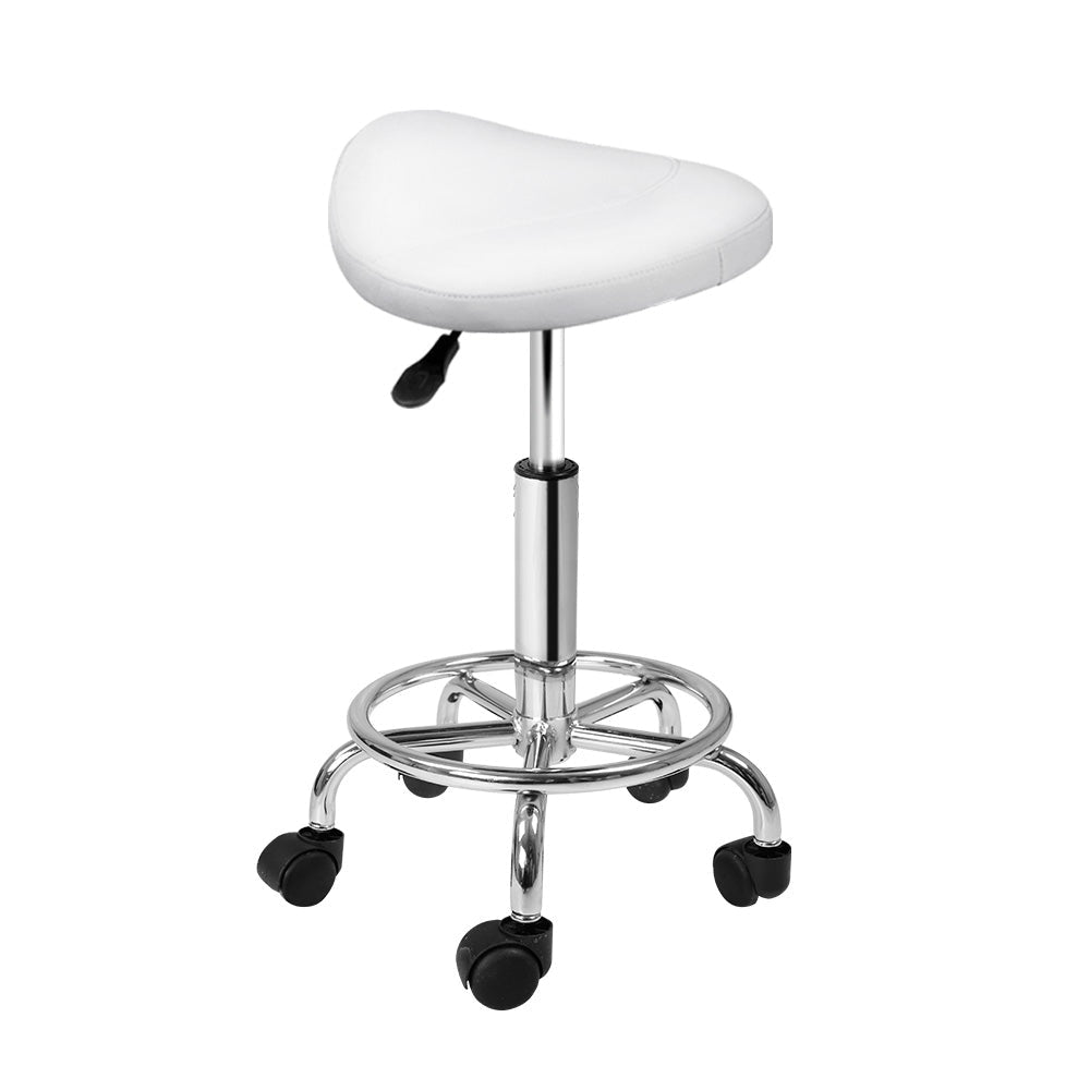 Artiss Saddle Salon Stool White PU Swivel Barber Hair Dress Chair Hydraulic Lift Low Fast shipping On sale