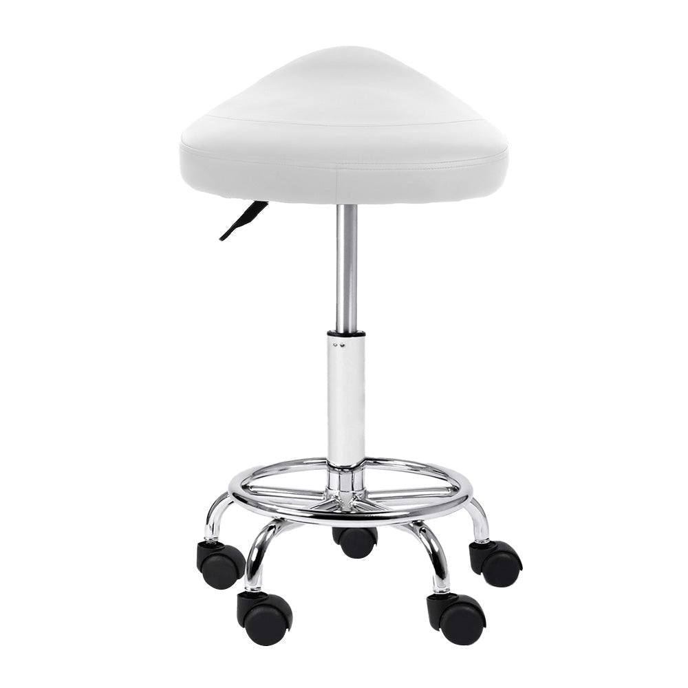 Artiss Saddle Salon Stool White PU Swivel Barber Hair Dress Chair Hydraulic Lift Low Fast shipping On sale