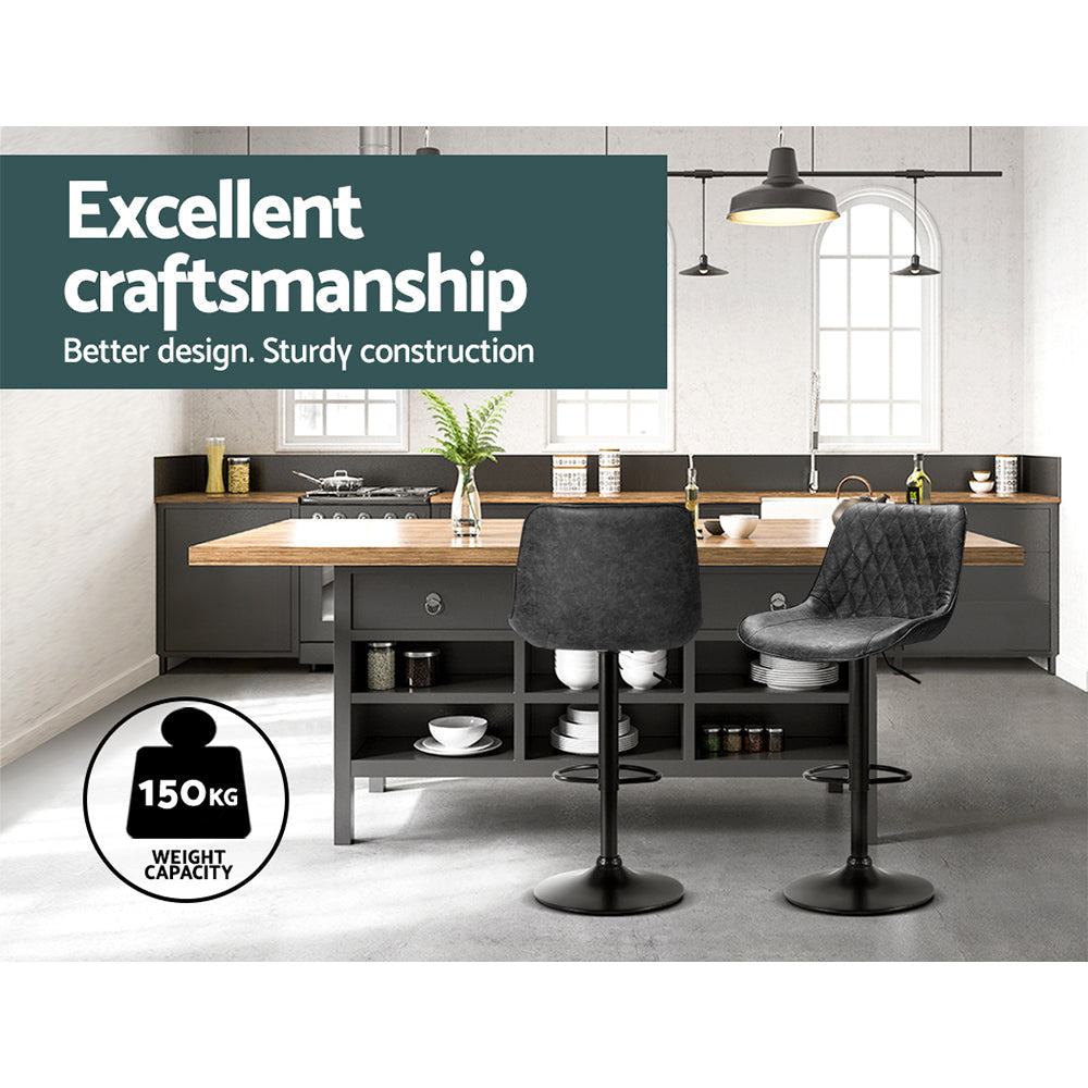 Artiss Set of 2 Bar Stools Kitchen Stool Chairs Metal Barstool Dining Chair Black Rushal Fast shipping On sale