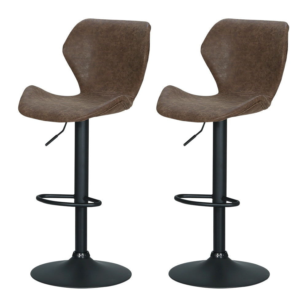 Artiss Set of 2 Bar Stools Kitchen Stool Chairs Metal Barstool Swivel Brown Frawley Fast shipping On sale