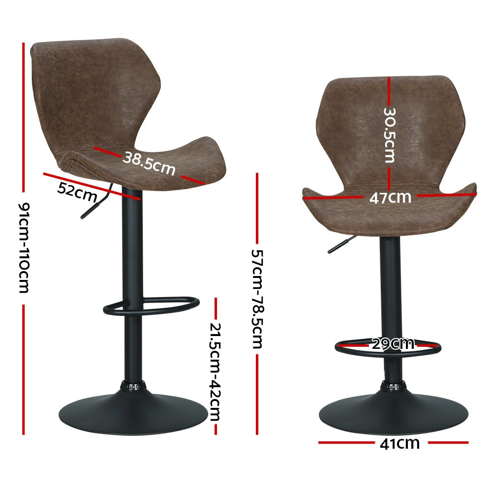 Artiss Set of 2 Bar Stools Kitchen Stool Chairs Metal Barstool Swivel Brown Frawley Fast shipping On sale