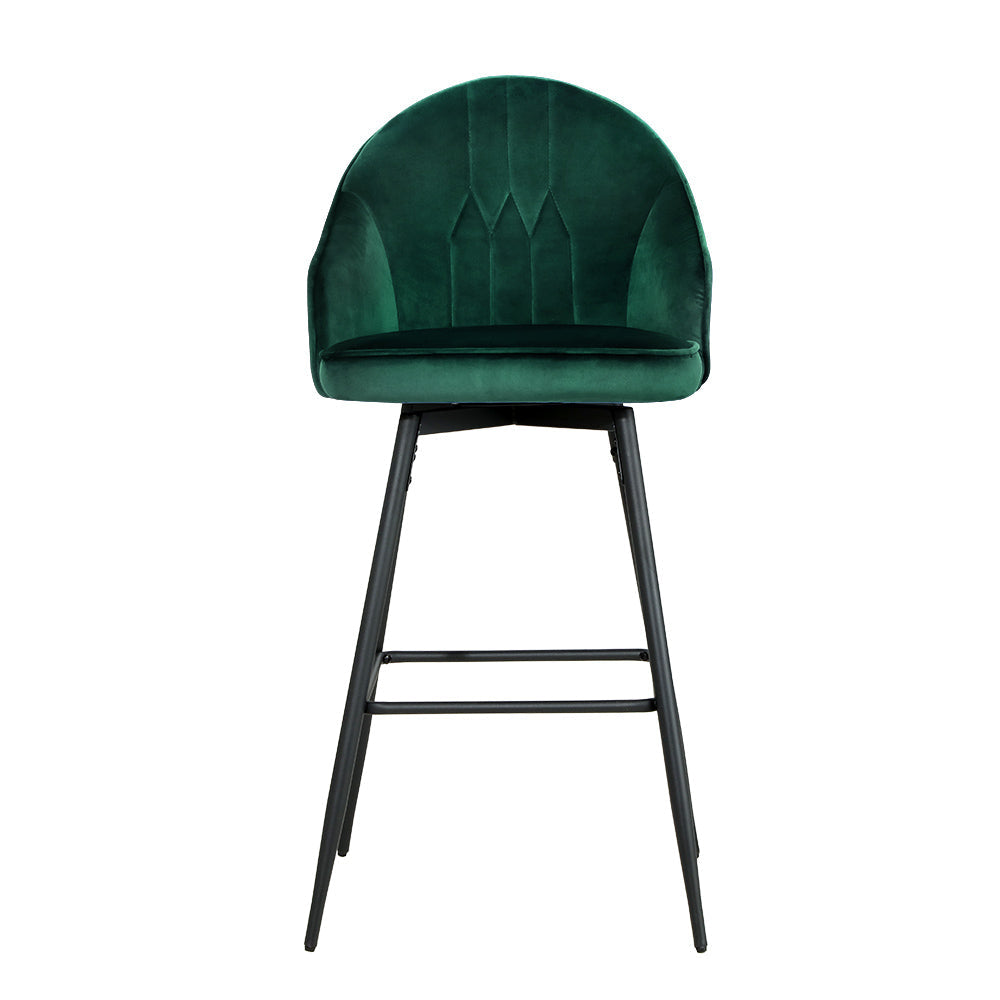 Artiss Set of 2 Bar Stools Kitchen Stool Dining Chairs Velvet Chair Barstool Green Mesial Fast shipping On sale