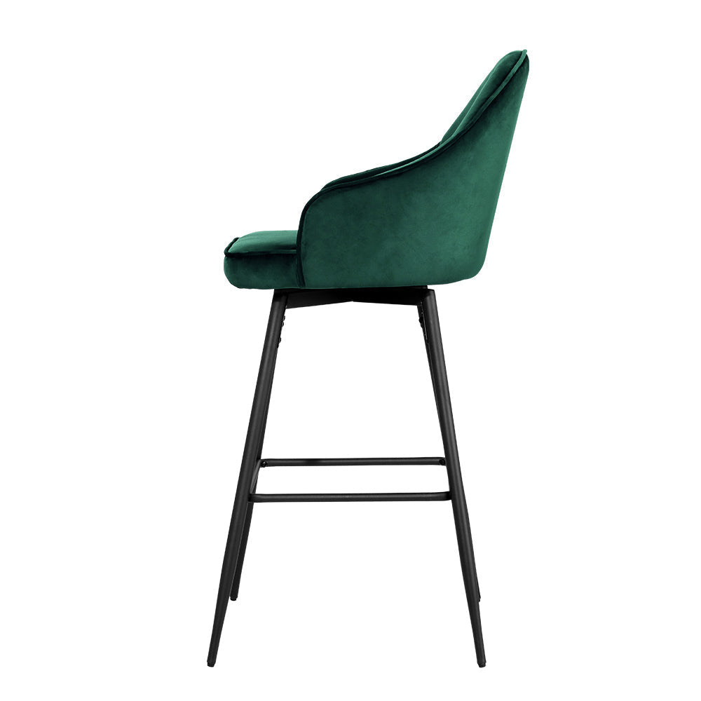 Artiss Set of 2 Bar Stools Kitchen Stool Dining Chairs Velvet Chair Barstool Green Mesial Fast shipping On sale