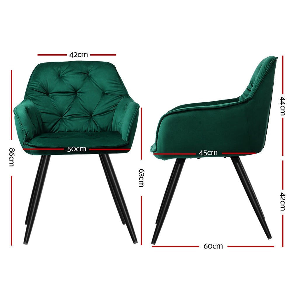 Artiss Set of 2 Calivia Dining Chairs Kitchen Upholstered Velvet Green Chair Fast shipping On sale