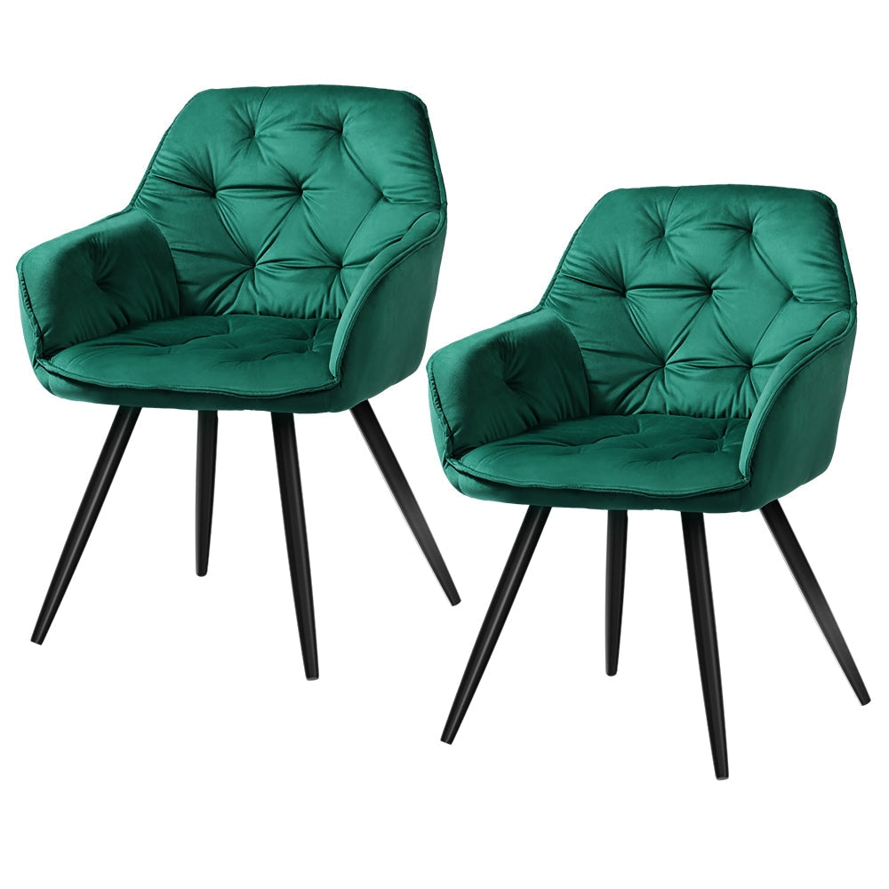 Artiss Set of 2 Calivia Dining Chairs Kitchen Upholstered Velvet Green Chair Fast shipping On sale