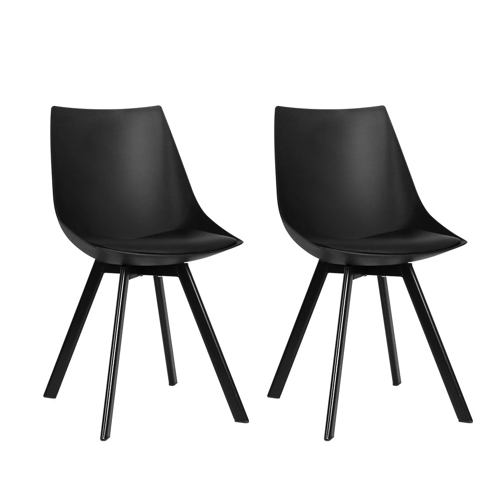 Artiss Set of 2 Lylette Dining Chairs Cafe PU Leather Padded Seat Black Chair Fast shipping On sale