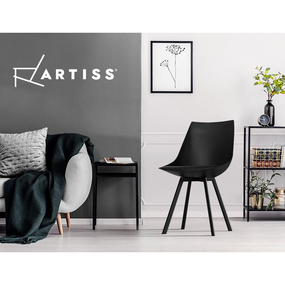 Artiss Set of 2 Lylette Dining Chairs Cafe PU Leather Padded Seat Black Chair Fast shipping On sale