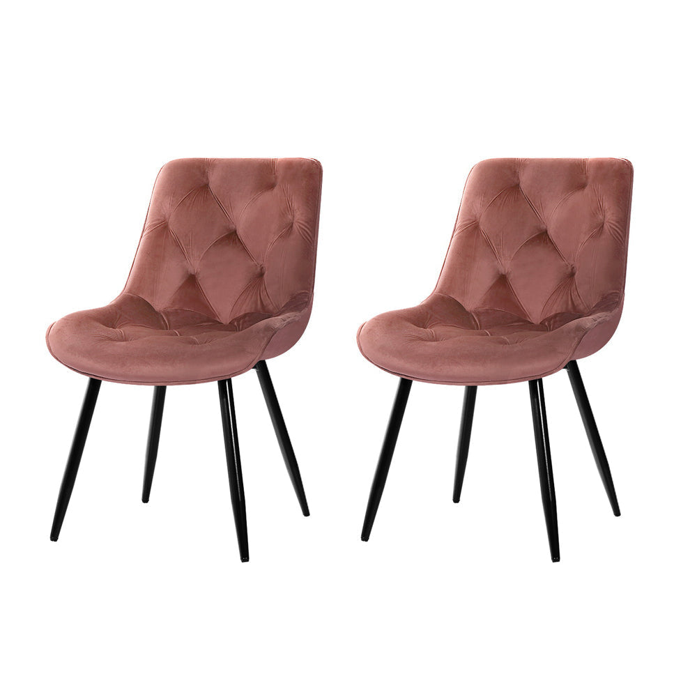 Artiss Set of 2 Starlyn Dining Chairs Kitchen Velvet Padded Seat Pink Chair Fast shipping On sale