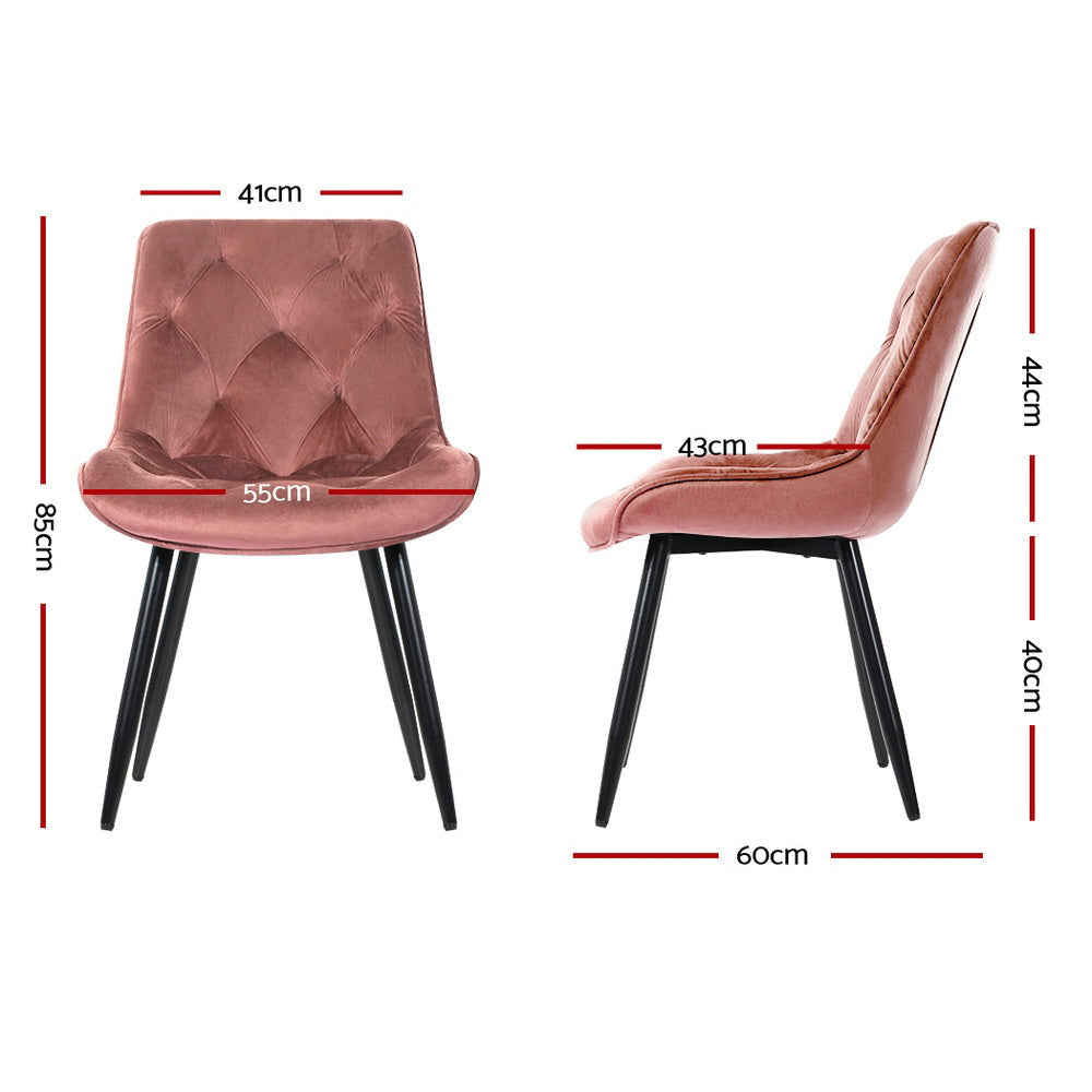 Artiss Set of 2 Starlyn Dining Chairs Kitchen Velvet Padded Seat Pink Chair Fast shipping On sale