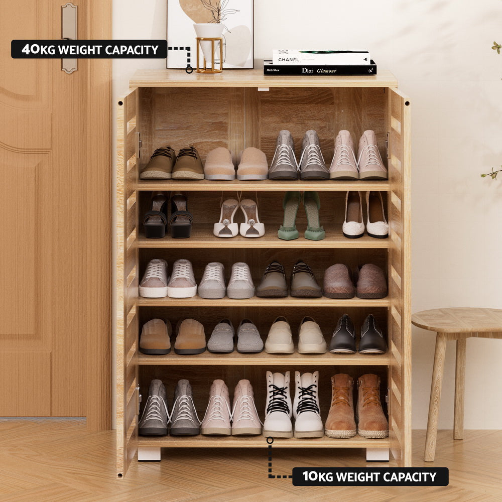 Artiss Shoe Cabinet 20 Pairs 5-tier Wood Alster Fast shipping On sale