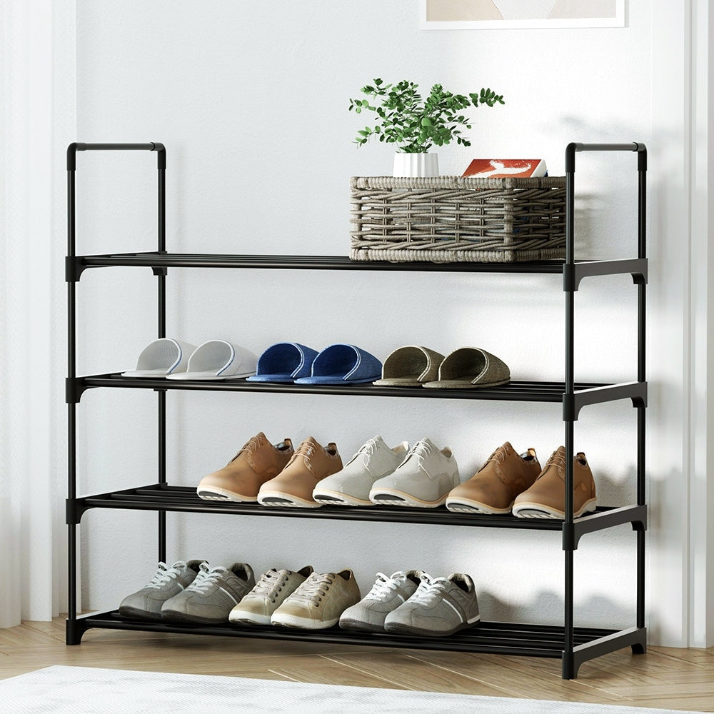 Artiss Shoe Rack Stackable 4 Tiers 80cm Shoes Shelves Storage Stand Black Cabinet Fast shipping On sale
