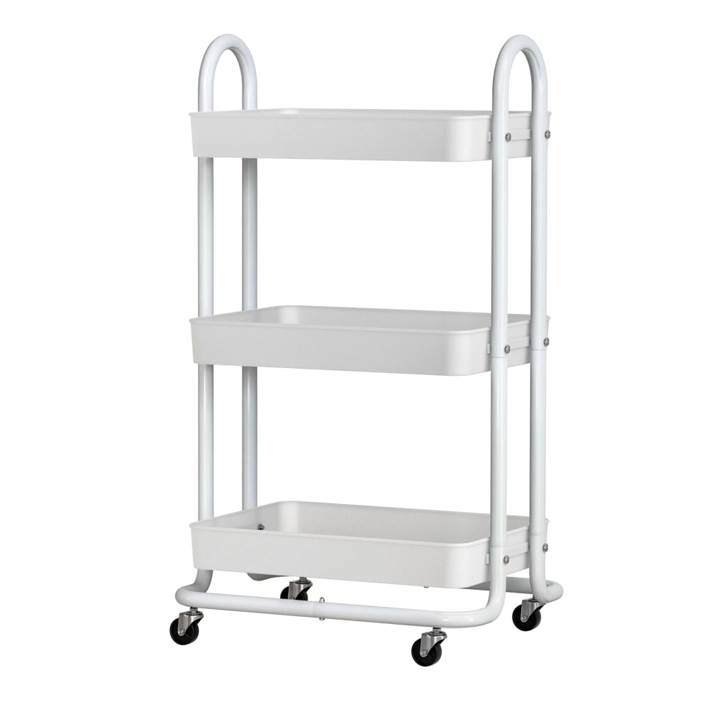 Artiss Storage Trolley Kitchen Cart 3 Tiers Rack Shelf Organiser Wheels White Fast shipping On sale