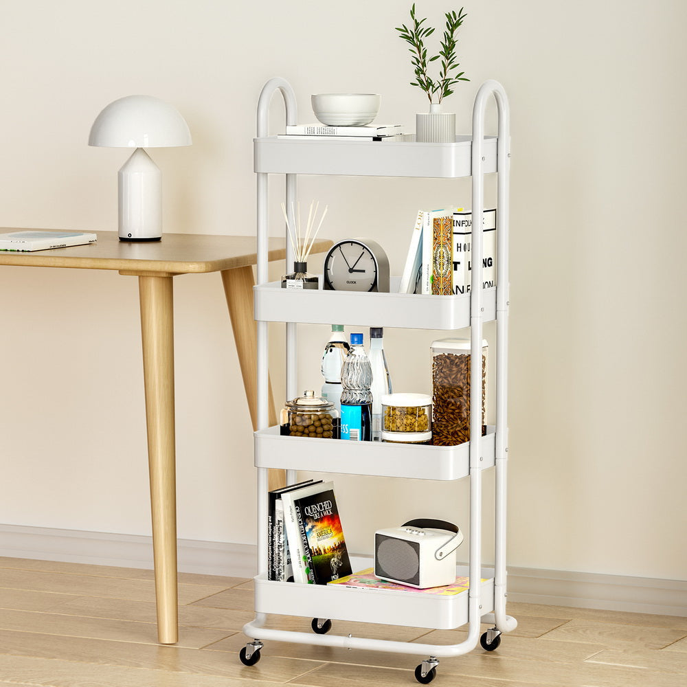 Artiss Storage Trolley Kitchen Cart 4 Tiers White Fast shipping On sale