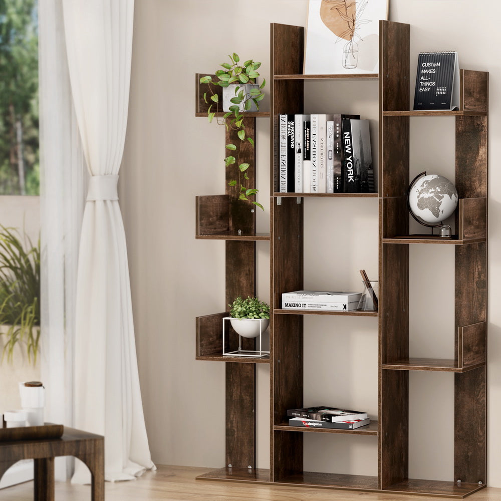 Artiss Tree - Shaped Bookshelf ROMI Walnut Bookcase Fast shipping On sale