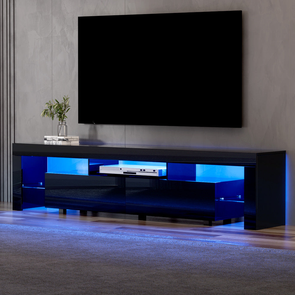 Artiss TV Cabinet Entertainment Unit Stand RGB LED Gloss Furniture 200cm Black Fast shipping On sale