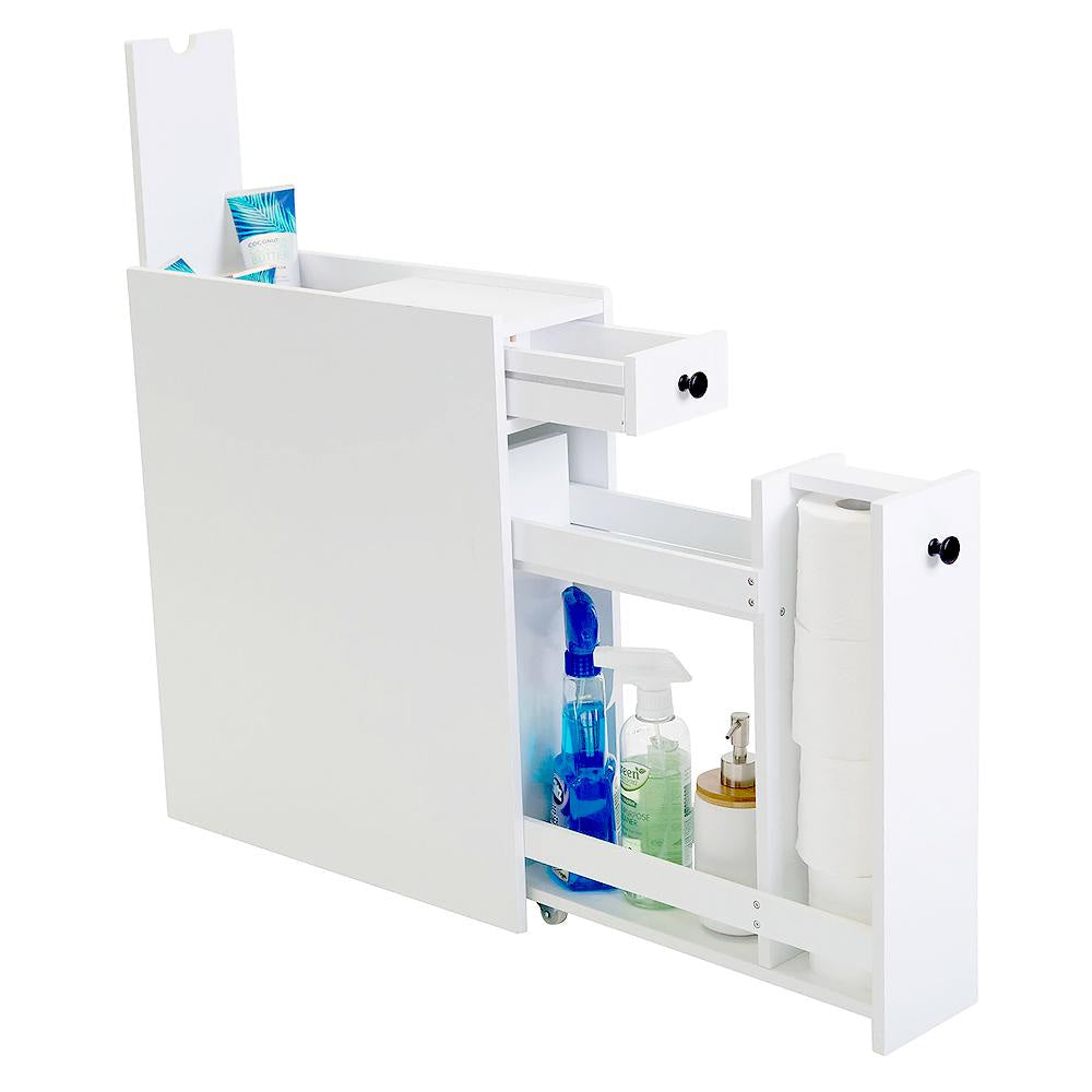 Arven Bathroom Utility Cabinet Slim Pull-Out Storage - White Fast shipping On sale