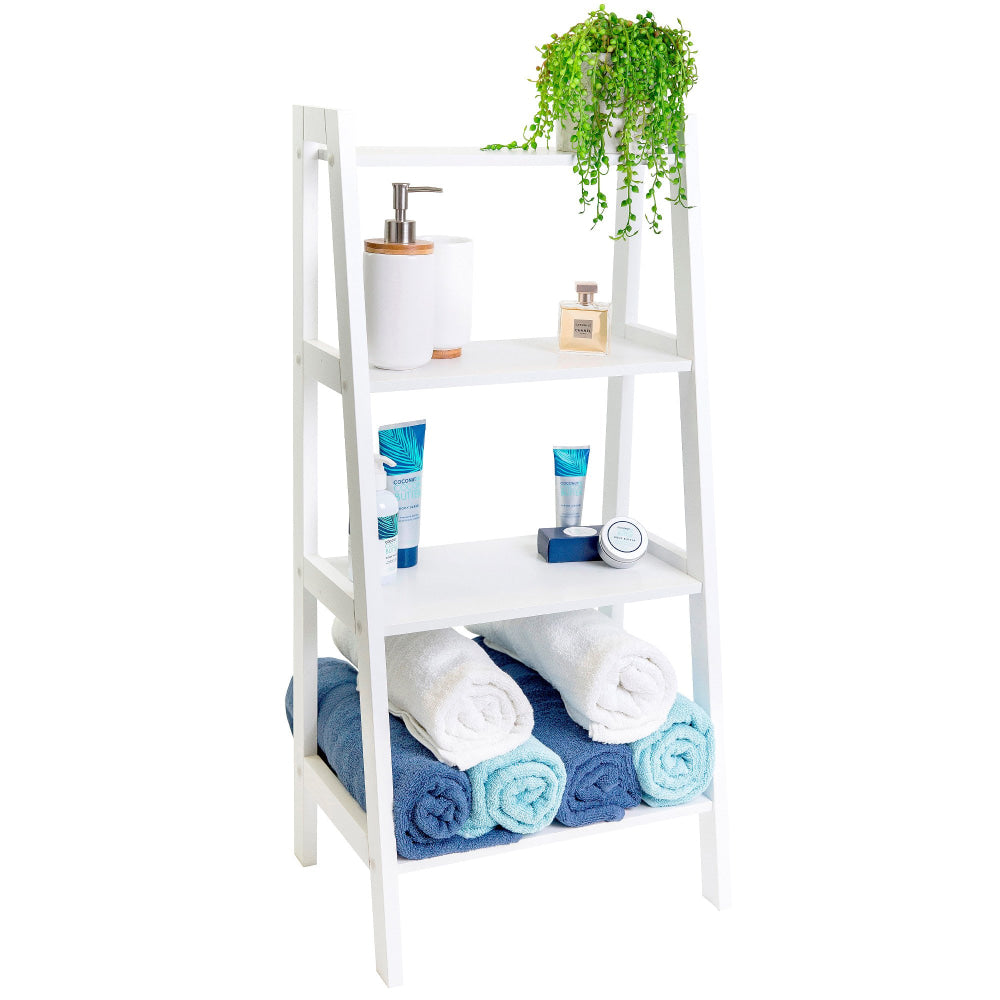 Arven Multipurpose 4-Tier Ladder Display Storage Bathroom Shelf - White Cabinet Fast shipping On sale
