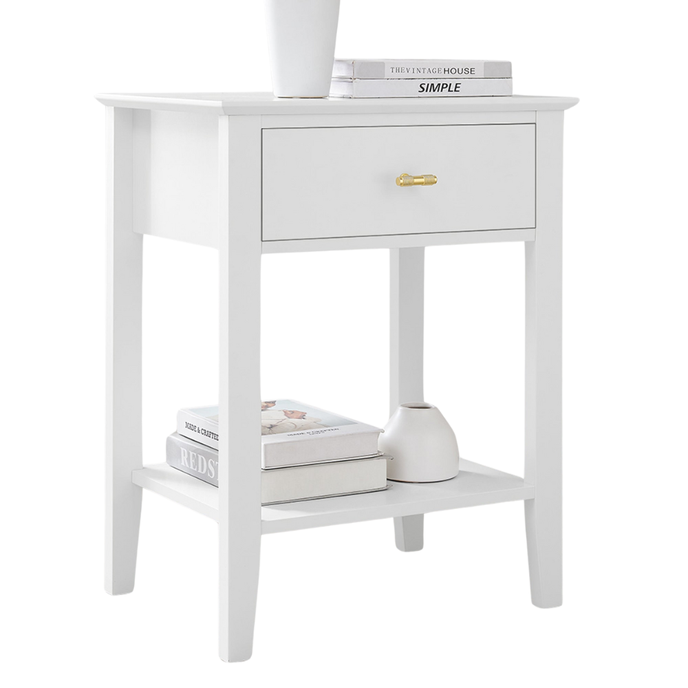 Arven Wooden Modern Nightstand Bedside Side Table 1-Drawer White Fast shipping On sale