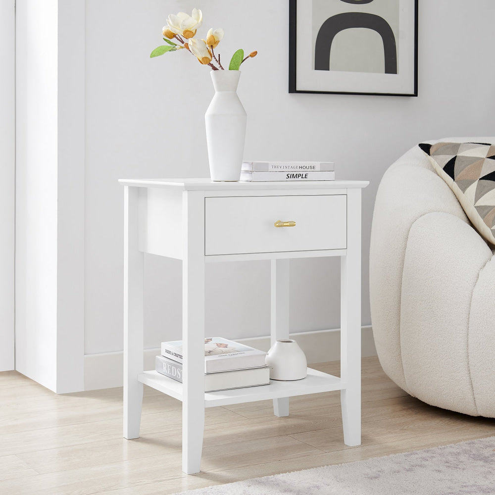 Arven Wooden Modern Nightstand Bedside Side Table 1-Drawer White Fast shipping On sale