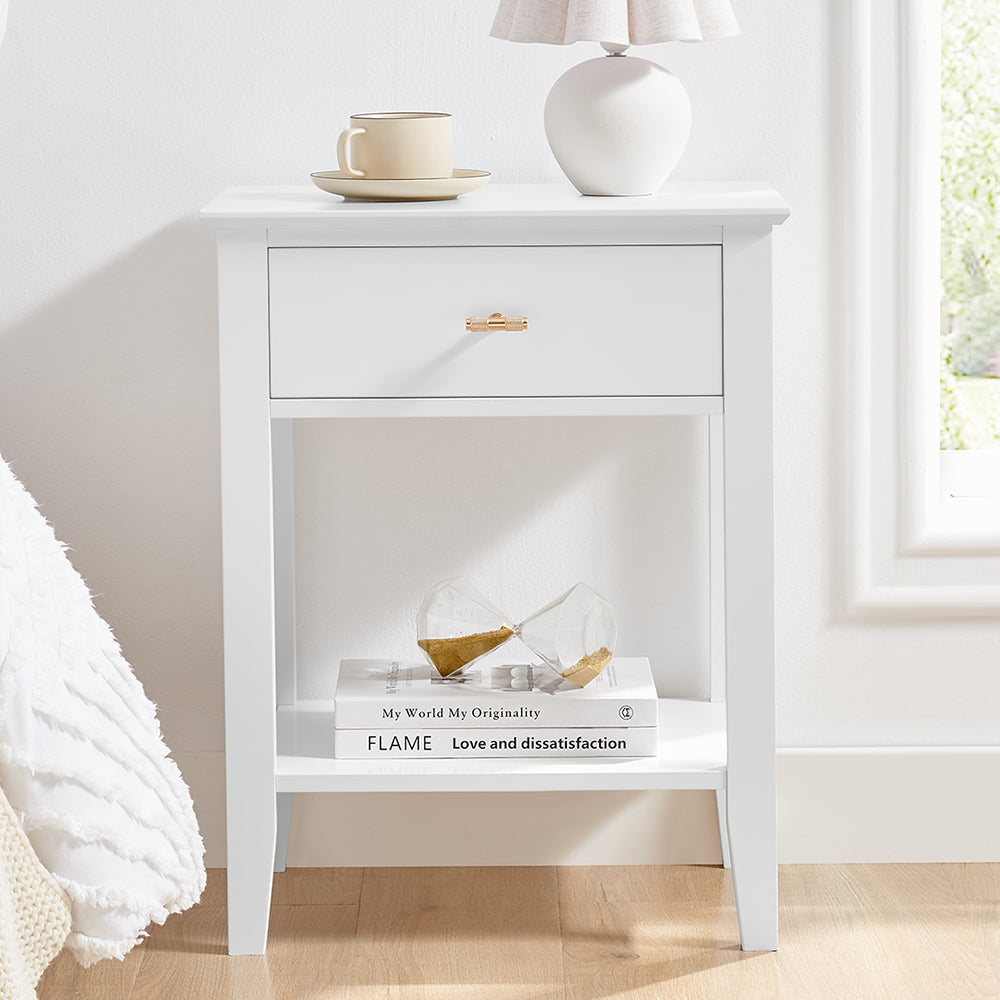 Arven Wooden Modern Nightstand Bedside Side Table 1-Drawer White Fast shipping On sale